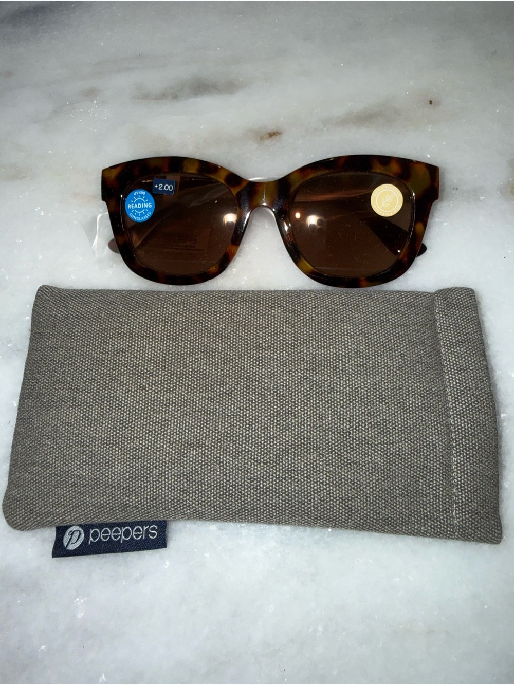 Peppers Center Stage Tortoise Reading Sunglasses-NEW With Case +2.00